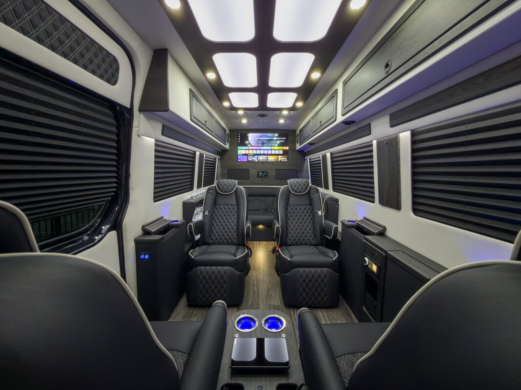 full view of interior of OGV executive shuttle van for sale